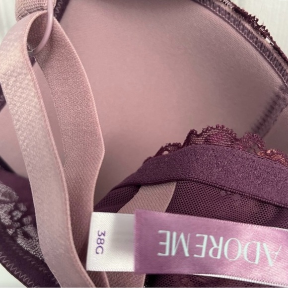 ADORE ME Lace Trim Underwire Bra Style BR-11423-DEM Purple 38G 4D - Picture 8 of 9